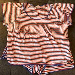 Striped Top with Red and Blue Accents